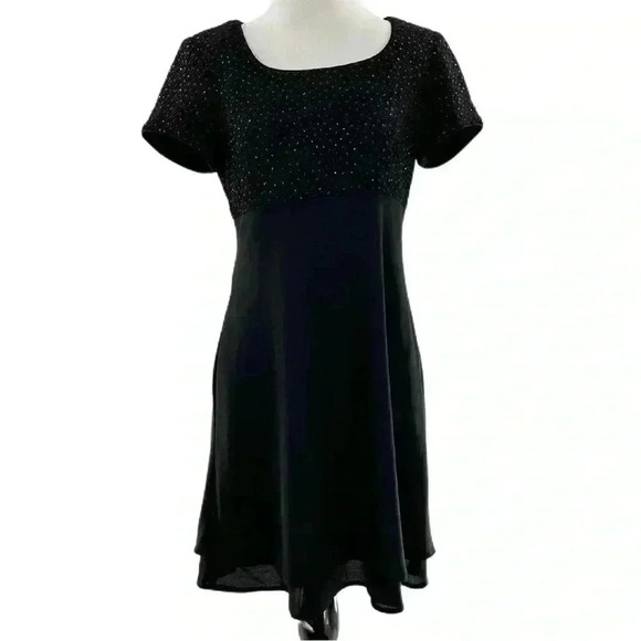 Jessica Howard petite dress 6P black glitter square neck formal vintage 90s 80s - Picture 5 of 8